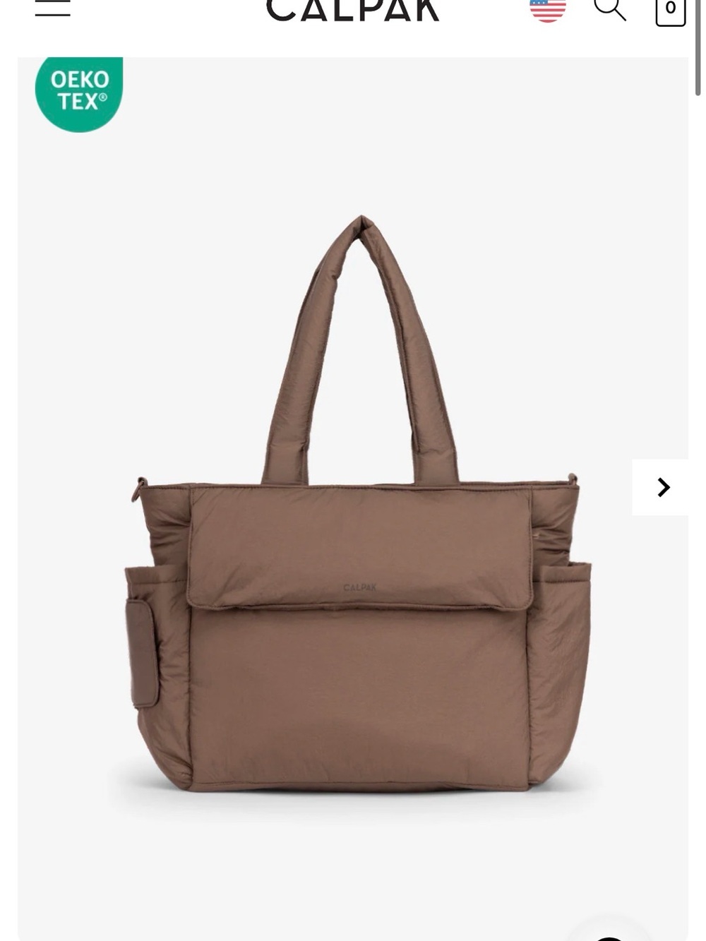 CALPAK Taupe Quilted Puffer Tote